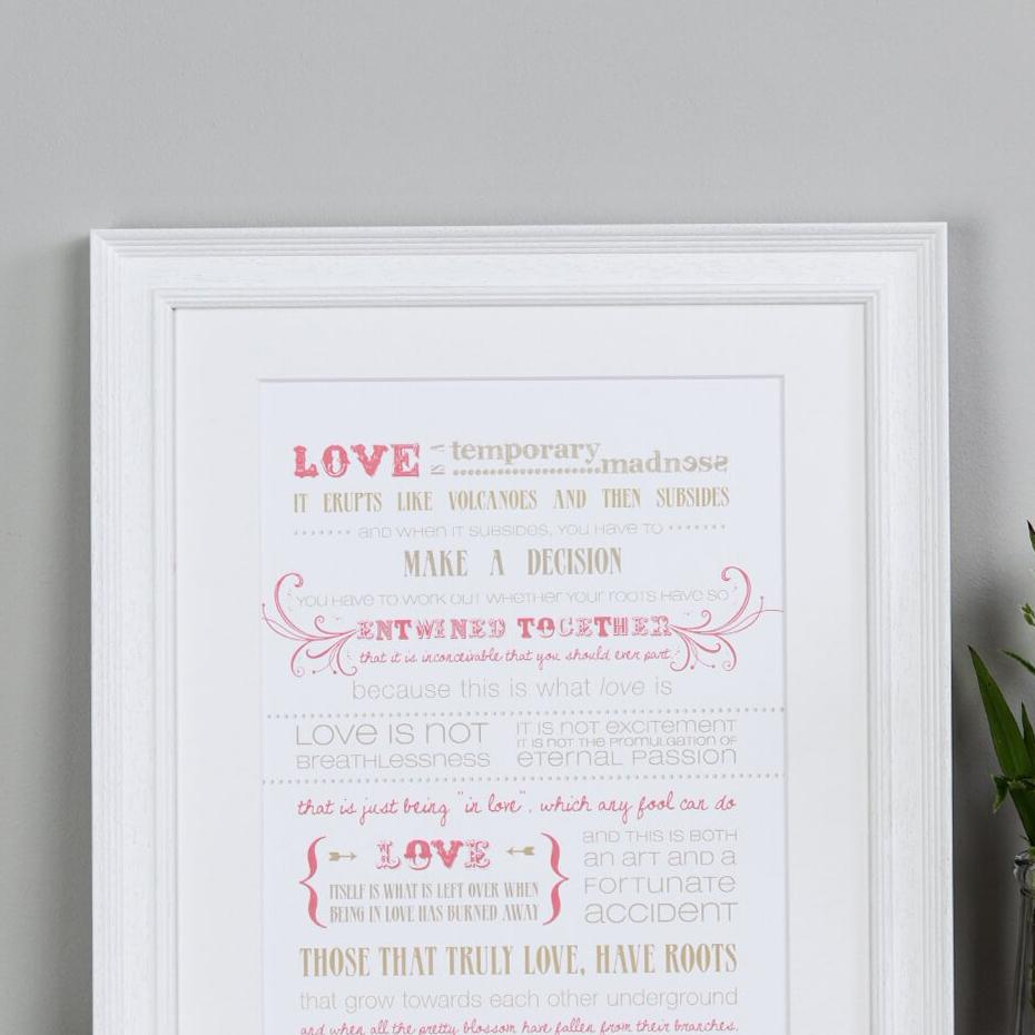 &#39;Love Is A Temporary Madness&#39; Typographic Wedding And Anniversary Print - I am Nat Ltd - Print