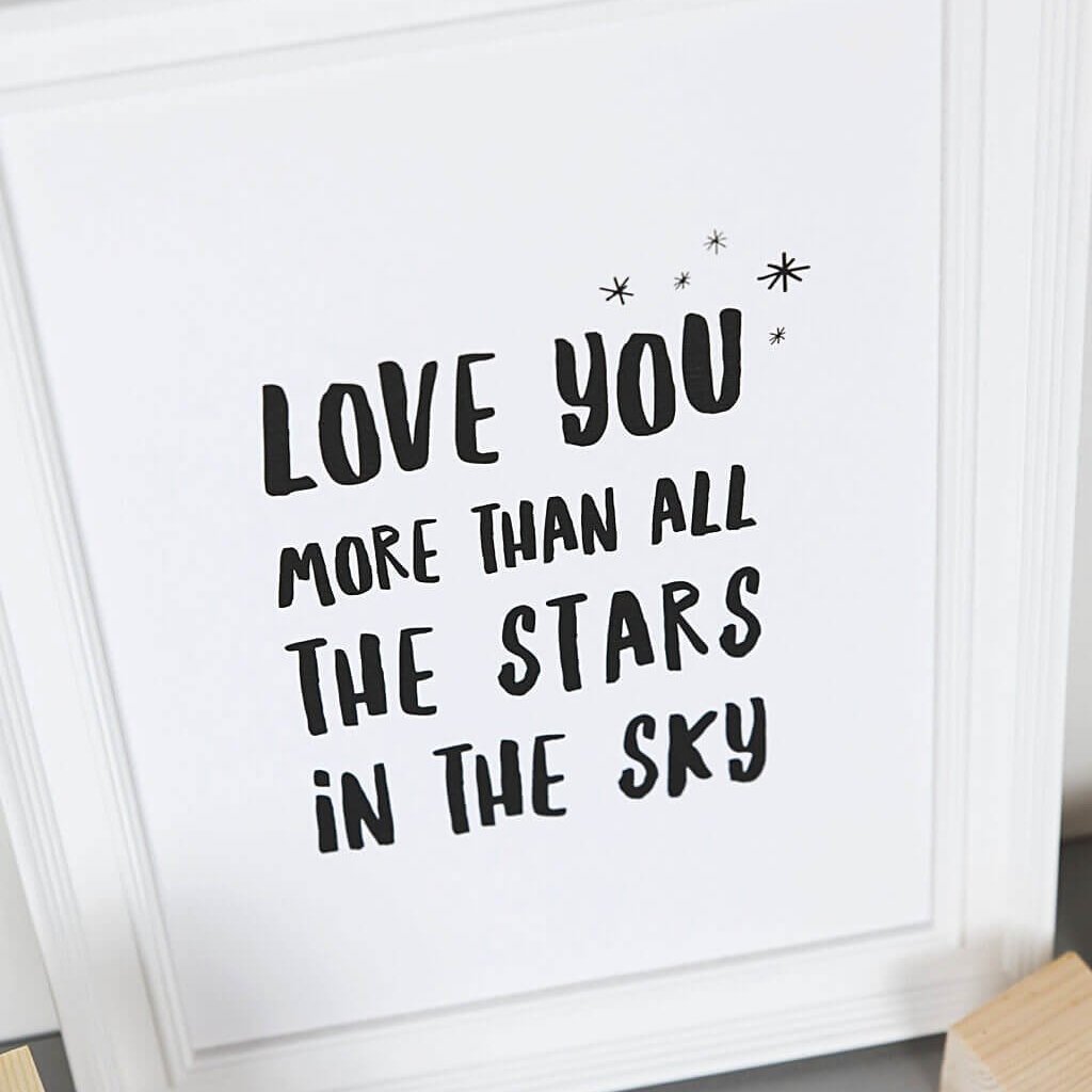 &#39;Love You More&#39; Minimalist Typographic Nursery Print - I am Nat Ltd - Print