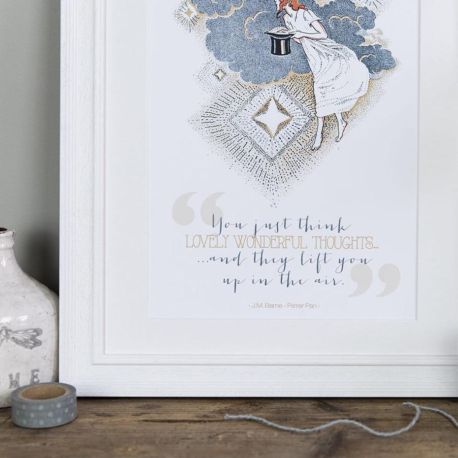 &#39;Lovely Wonderful Thoughts&#39; Peter Pan Quote Print - I am Nat Ltd - Print