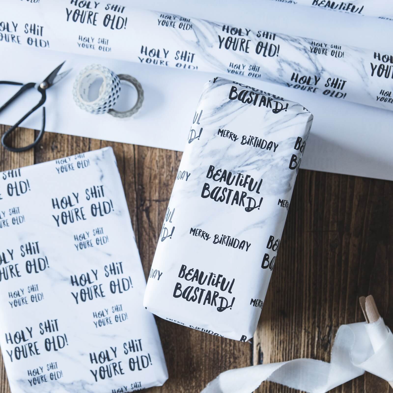 Marble Funny Birthday Gift Wrap Set - I am Nat Ltd - Gift Wrap
