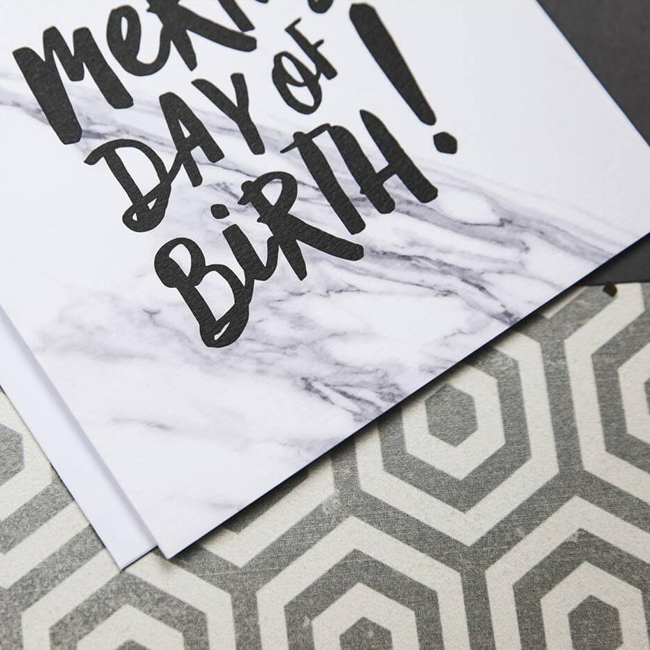 'Merry Day Of Birth!' Marble Birthday Card - I am Nat Ltd - Greeting Card