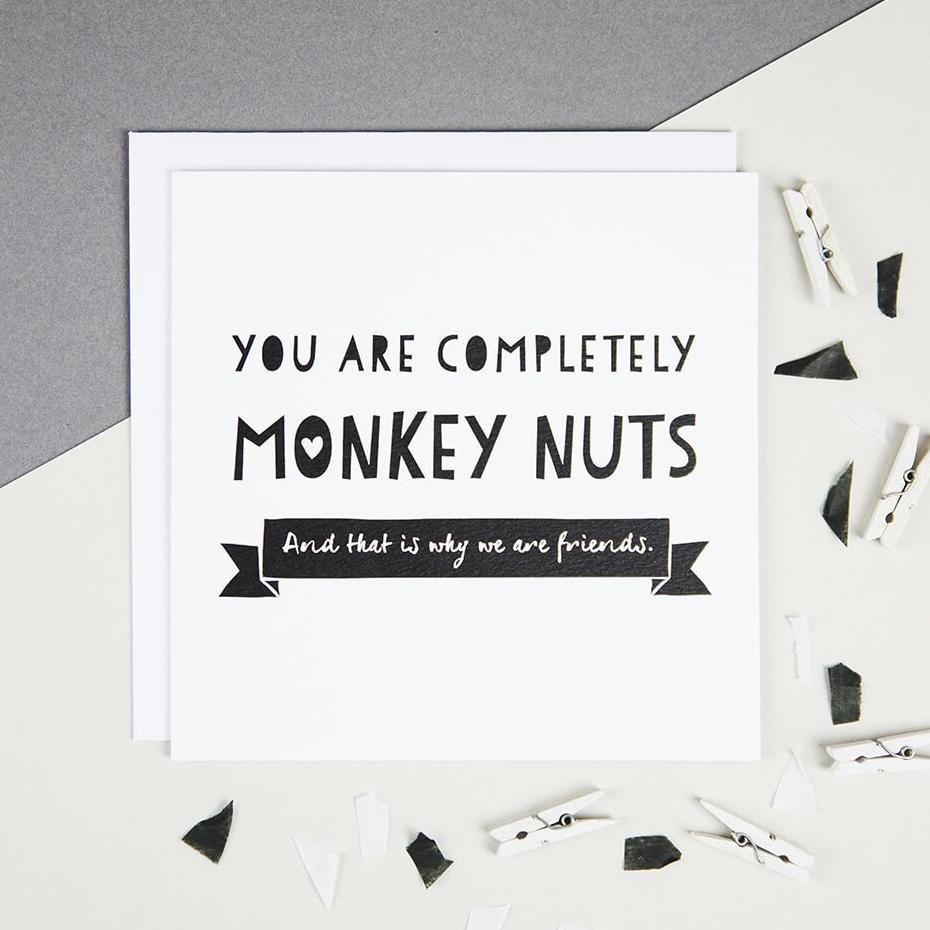 'Monkey Nuts' Friendship Card - I am Nat Ltd - Greeting Card