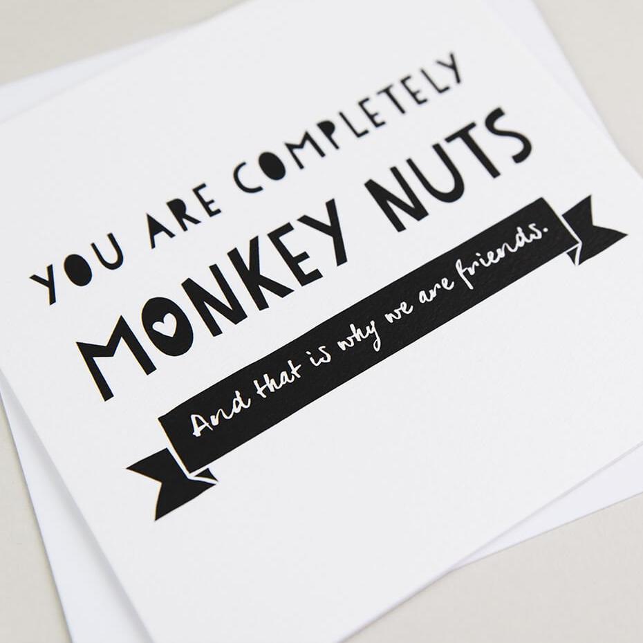 'Monkey Nuts' Friendship Card - I am Nat Ltd - Greeting Card