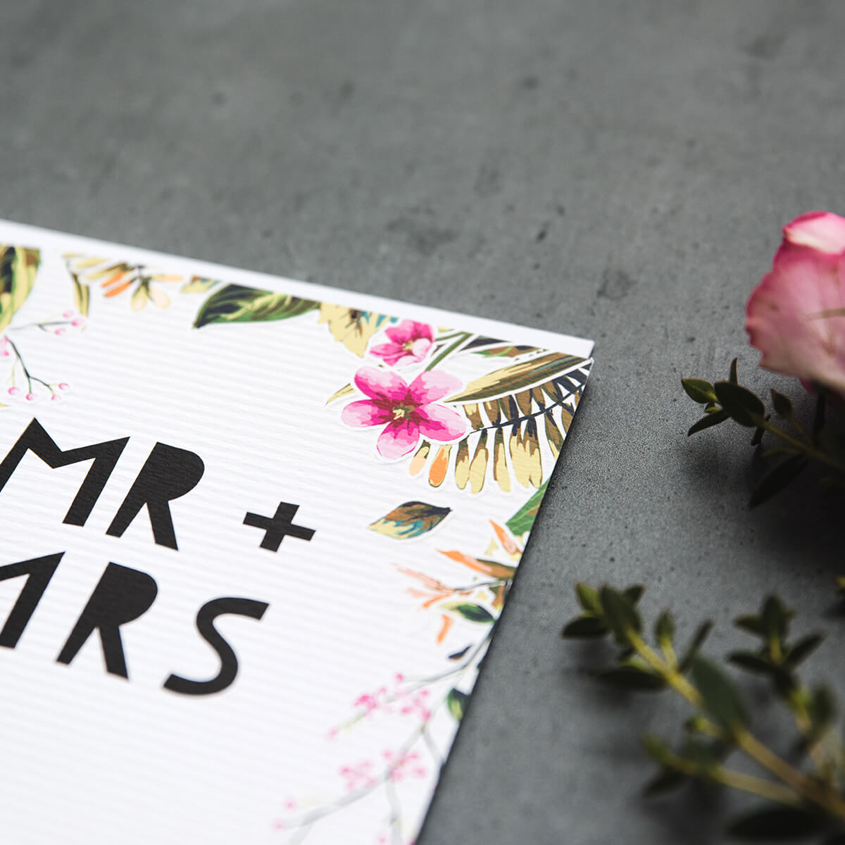 &#39;Mr + Mrs&#39; Tropical Wedding Card - I am Nat Ltd - Greeting Card