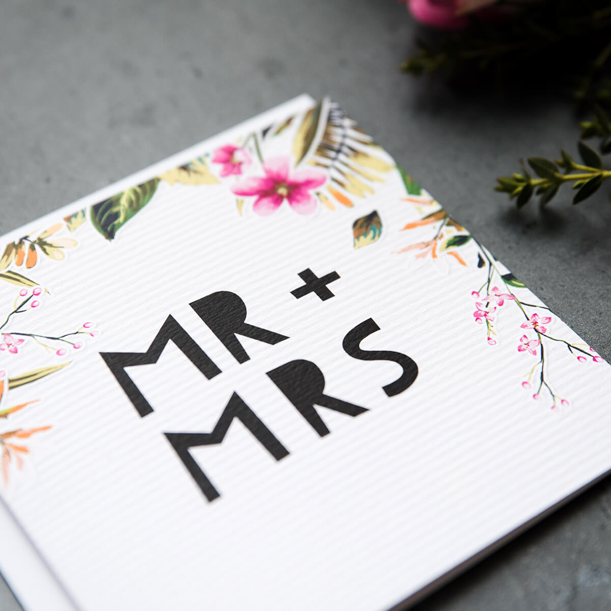 &#39;Mr + Mrs&#39; Tropical Wedding Card - I am Nat Ltd - Greeting Card