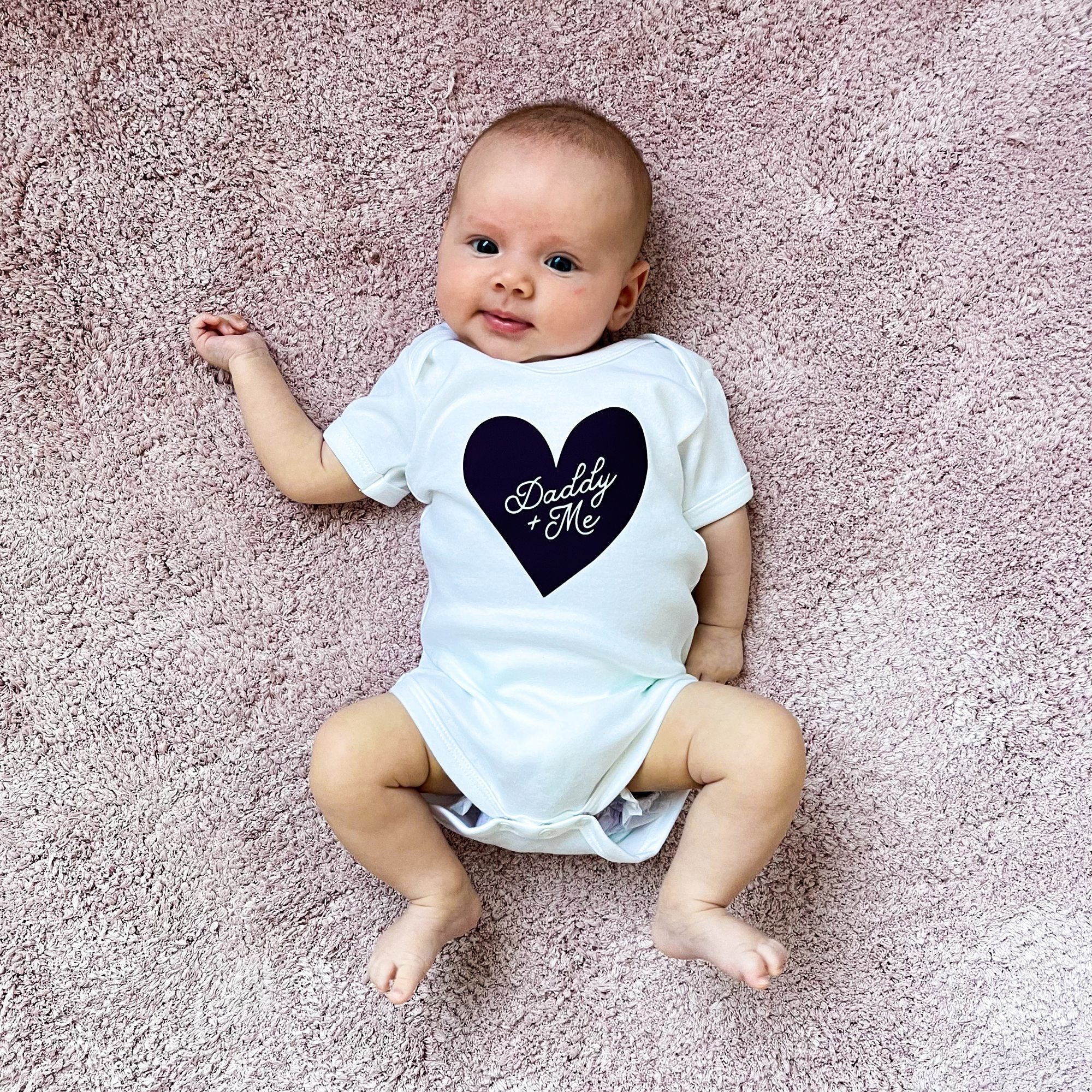 Mummy or Daddy & Me Personalised Heart Babygrow - I am Nat Ltd - Baby Grow