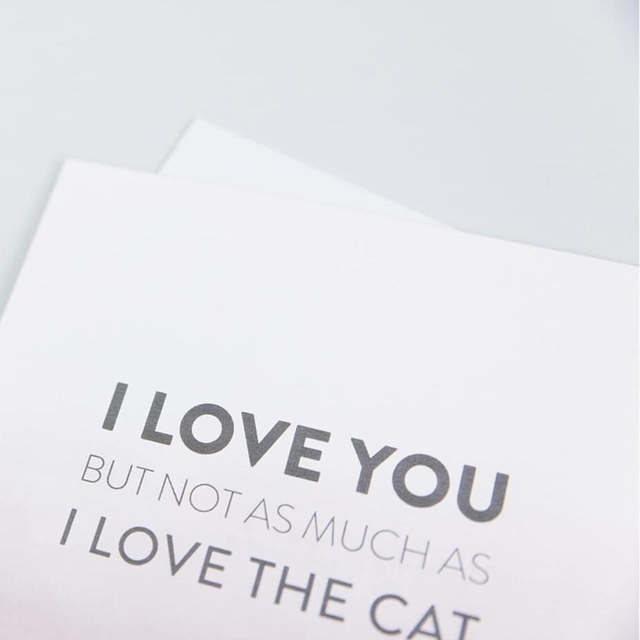 ‘Not As Much As The Cat’ Anniversary Card - I am Nat Ltd - Greeting Card