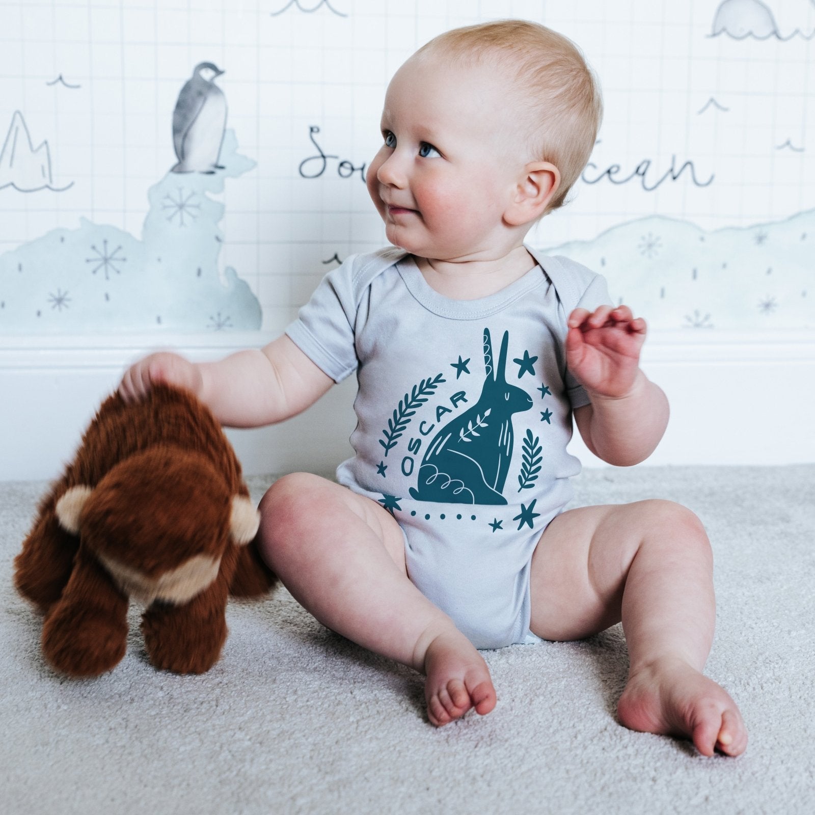 Scandi Bunny Personalised Babygrow - I am Nat Ltd - Babygrow