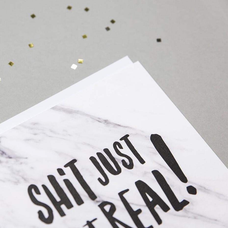 'Shit Just Got Real!' Funny Congratulations Card - I am Nat Ltd - Greeting Card