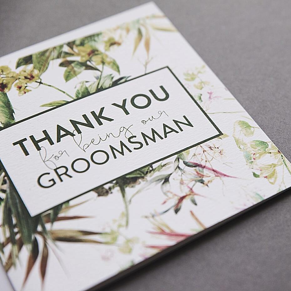 'Thank You For Being Our Groomsman’ Wedding Card - I am Nat Ltd - Greeting Card