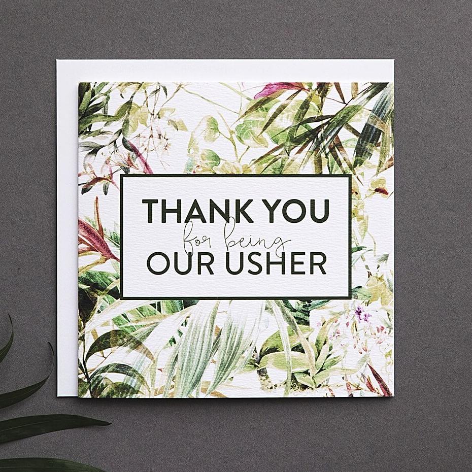 'Thank You For Being Our Usher’ Wedding Card - I am Nat Ltd - Greeting Card