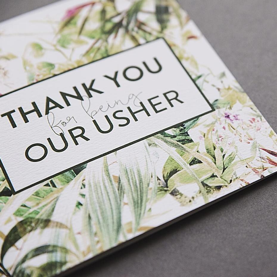 'Thank You For Being Our Usher’ Wedding Card - I am Nat Ltd - Greeting Card