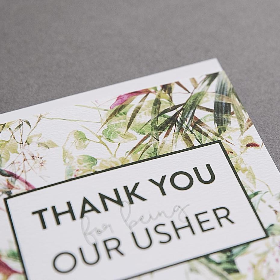 'Thank You For Being Our Usher’ Wedding Card - I am Nat Ltd - Greeting Card