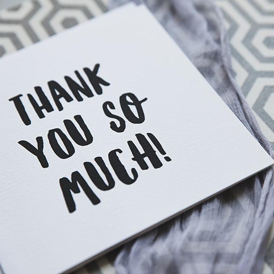 'Thank You So Much' Thank You Card - I am Nat Ltd - Greeting Card
