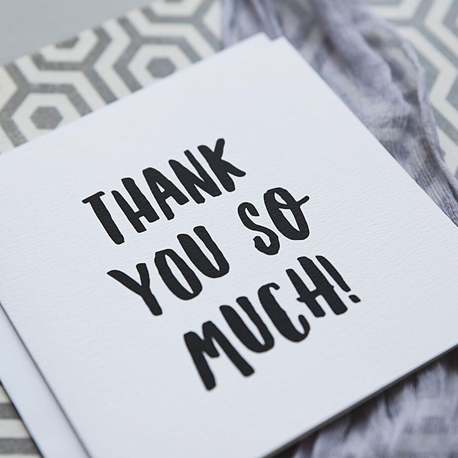 &#39;Thank You So Much&#39; Thank You Card - I am Nat Ltd - Greeting Card