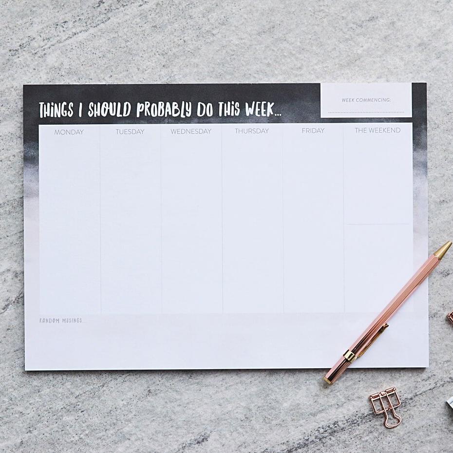 'Things I Should Probably Do' A4 Weekly Planner Desk Pad - I am Nat Ltd - Notepad