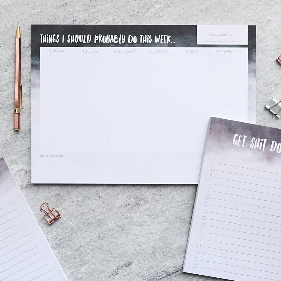 'Things I Should Probably Do' A4 Weekly Planner Desk Pad - I am Nat Ltd - Notepad