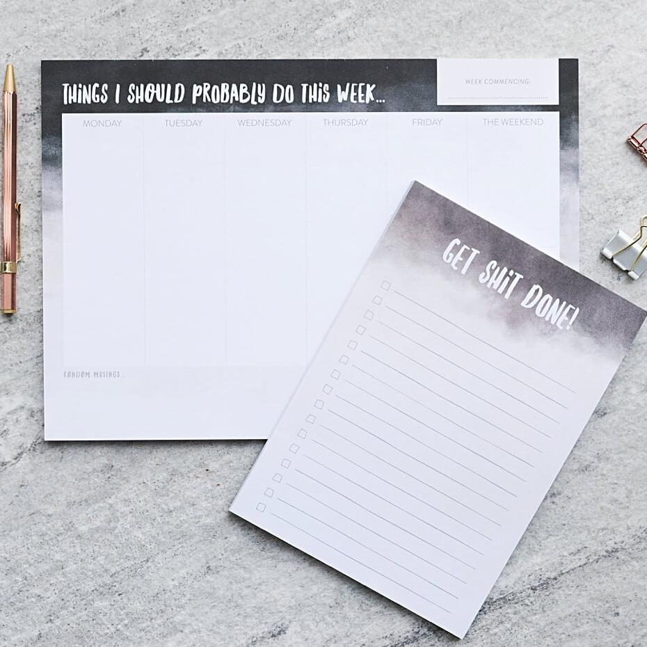 &#39;Things I Should Probably Do&#39; A4 Weekly Planner Desk Pad - I am Nat Ltd - Notepad