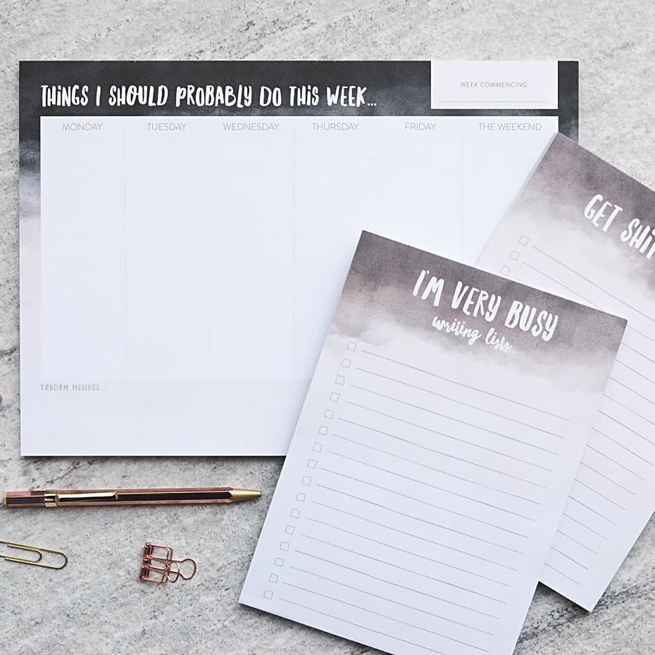 &#39;Things I Should Probably Do&#39; A4 Weekly Planner Desk Pad - I am Nat Ltd - Notepad