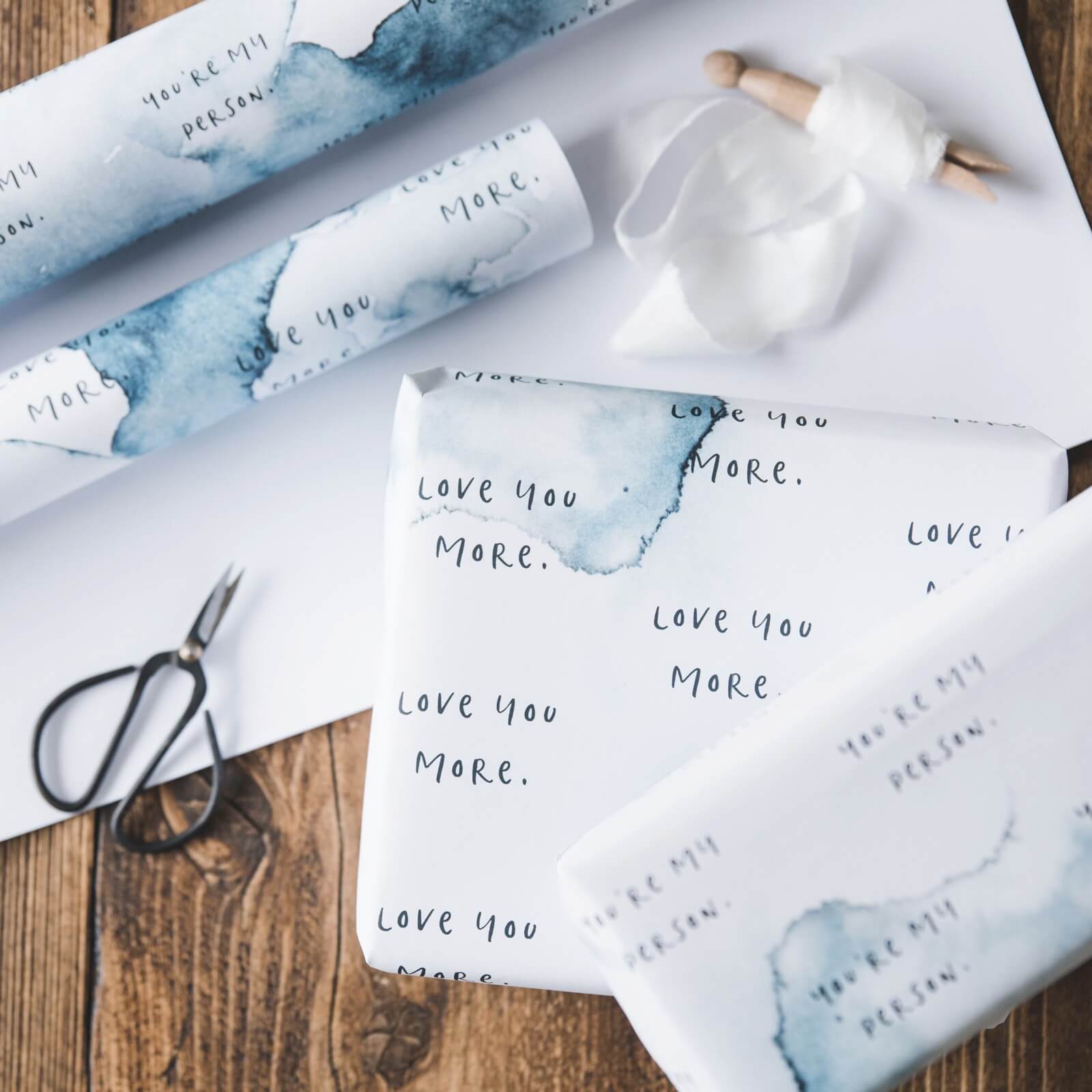 Watercolour Anniversary and Valentine's Gift Wrap Set - I am Nat Ltd - Gift Wrap