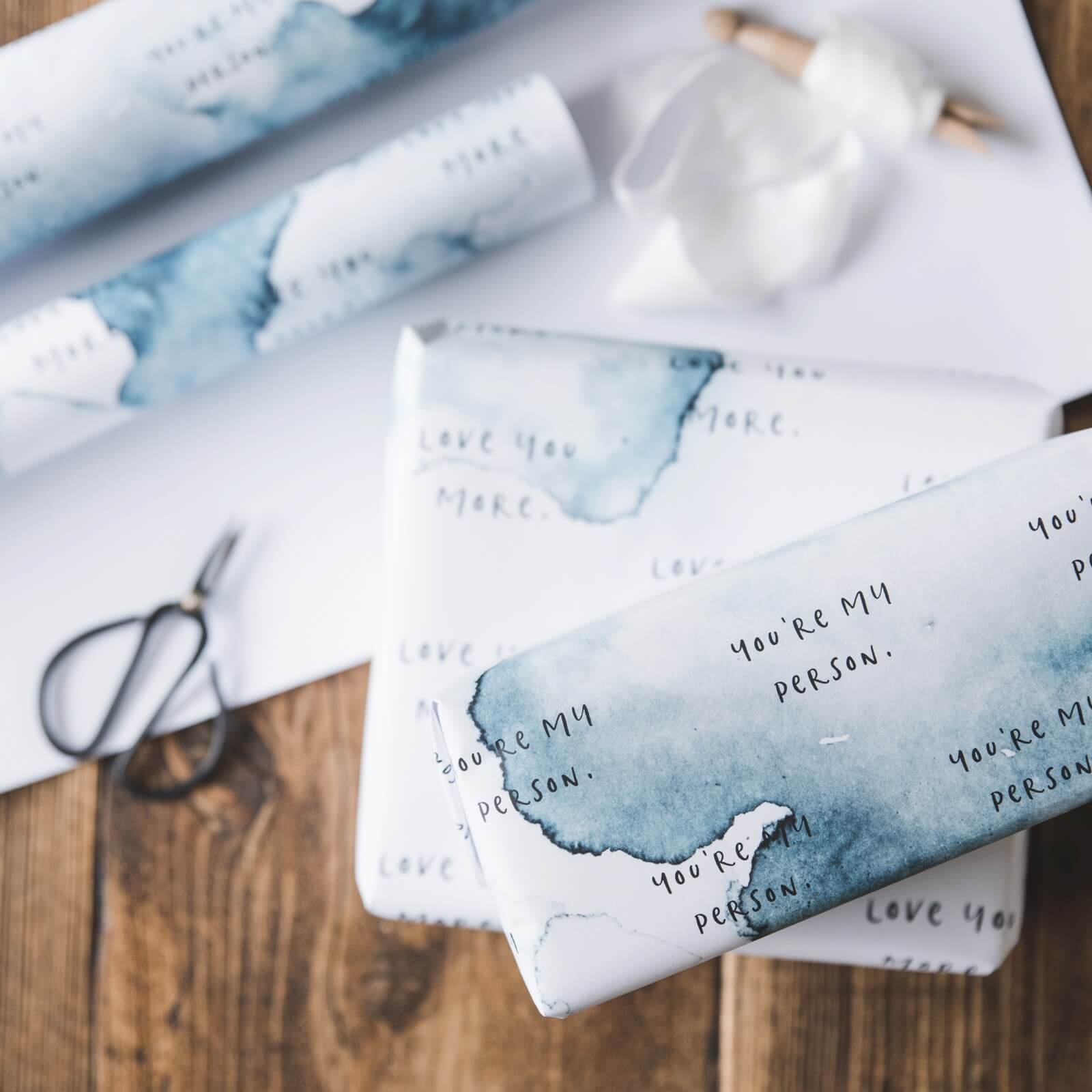 Watercolour Anniversary and Valentine's Gift Wrap Set - I am Nat Ltd - Gift Wrap