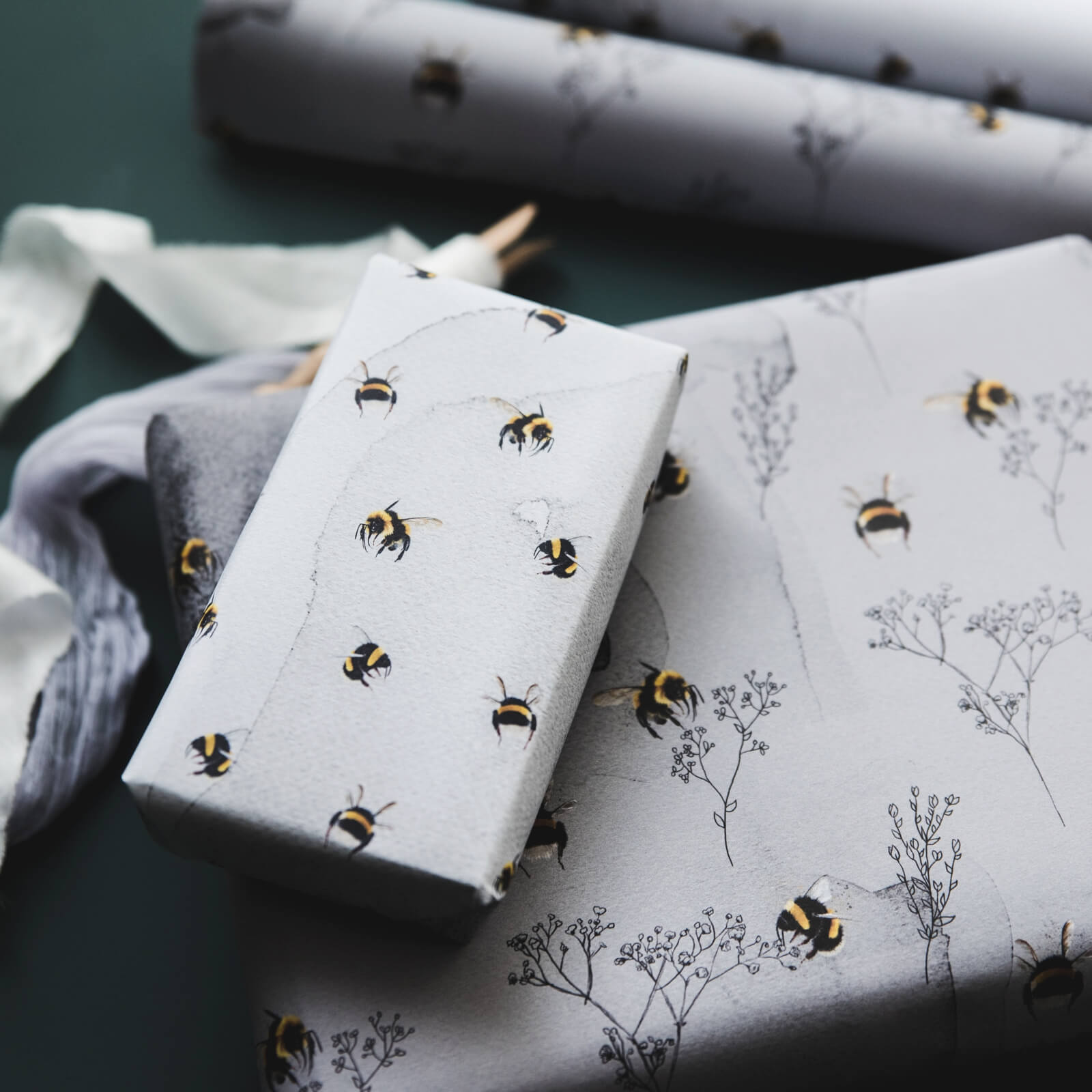 Watercolour Bumblebees Gift Wrap Set - I am Nat Ltd - Gift Wrap