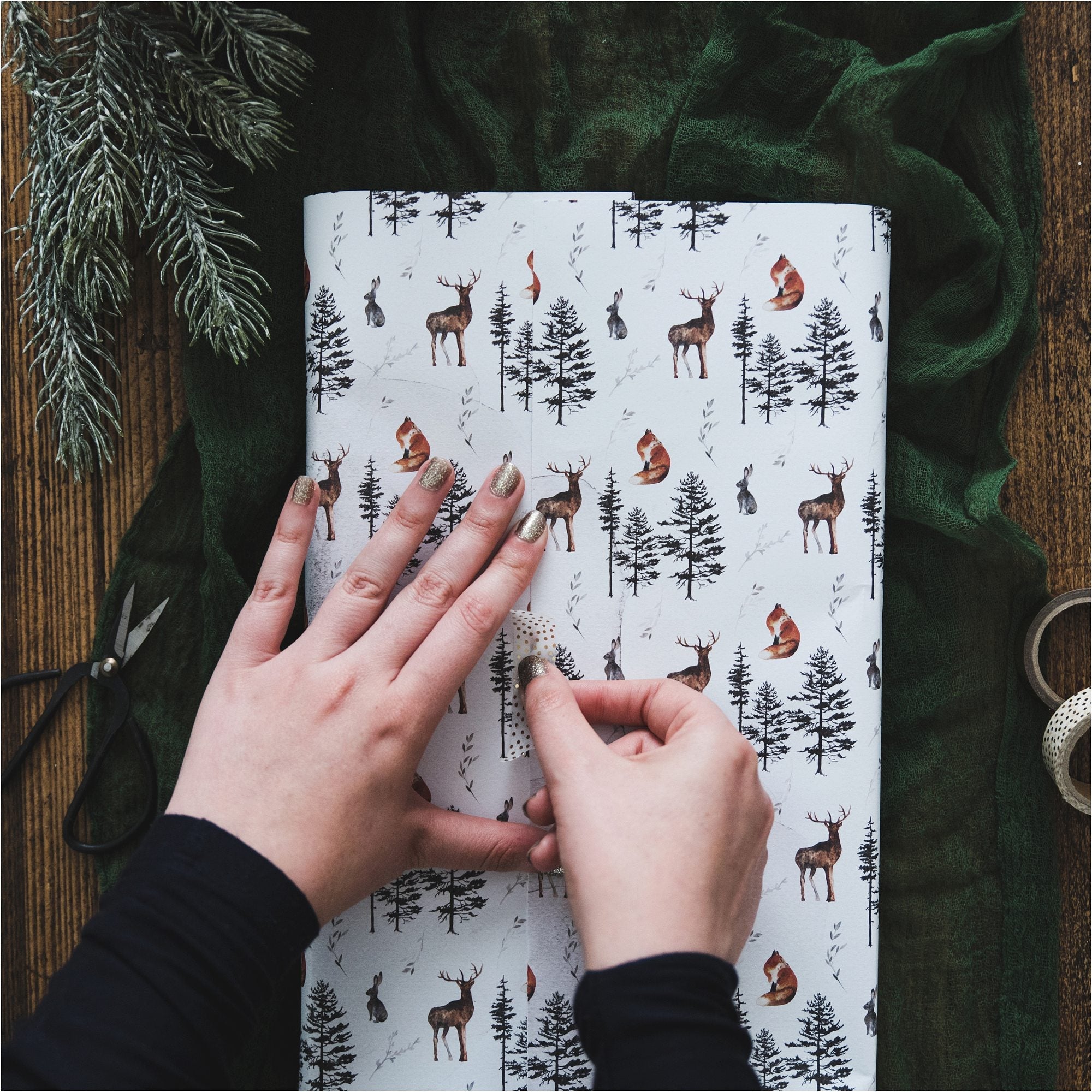 Watercolour Forest Animals Gift Wrap - I am Nat Ltd - Gift Wrap