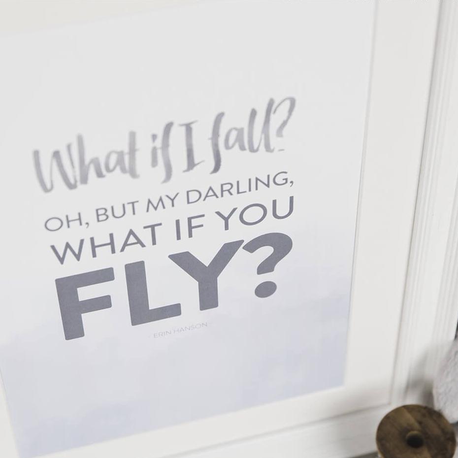 'What If I Fall?' Typographic Quote Print - I am Nat Ltd - Print