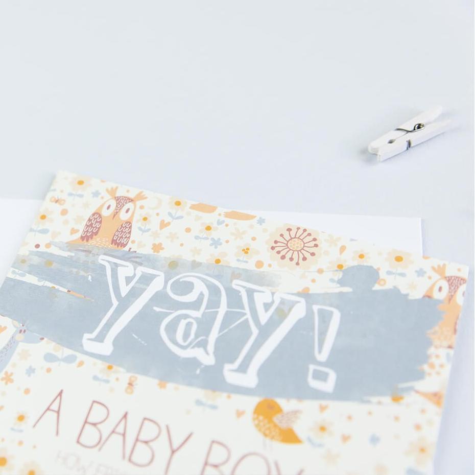 ‘Yay! A Baby Boy!’ New Baby Card - I am Nat Ltd - Greeting Card