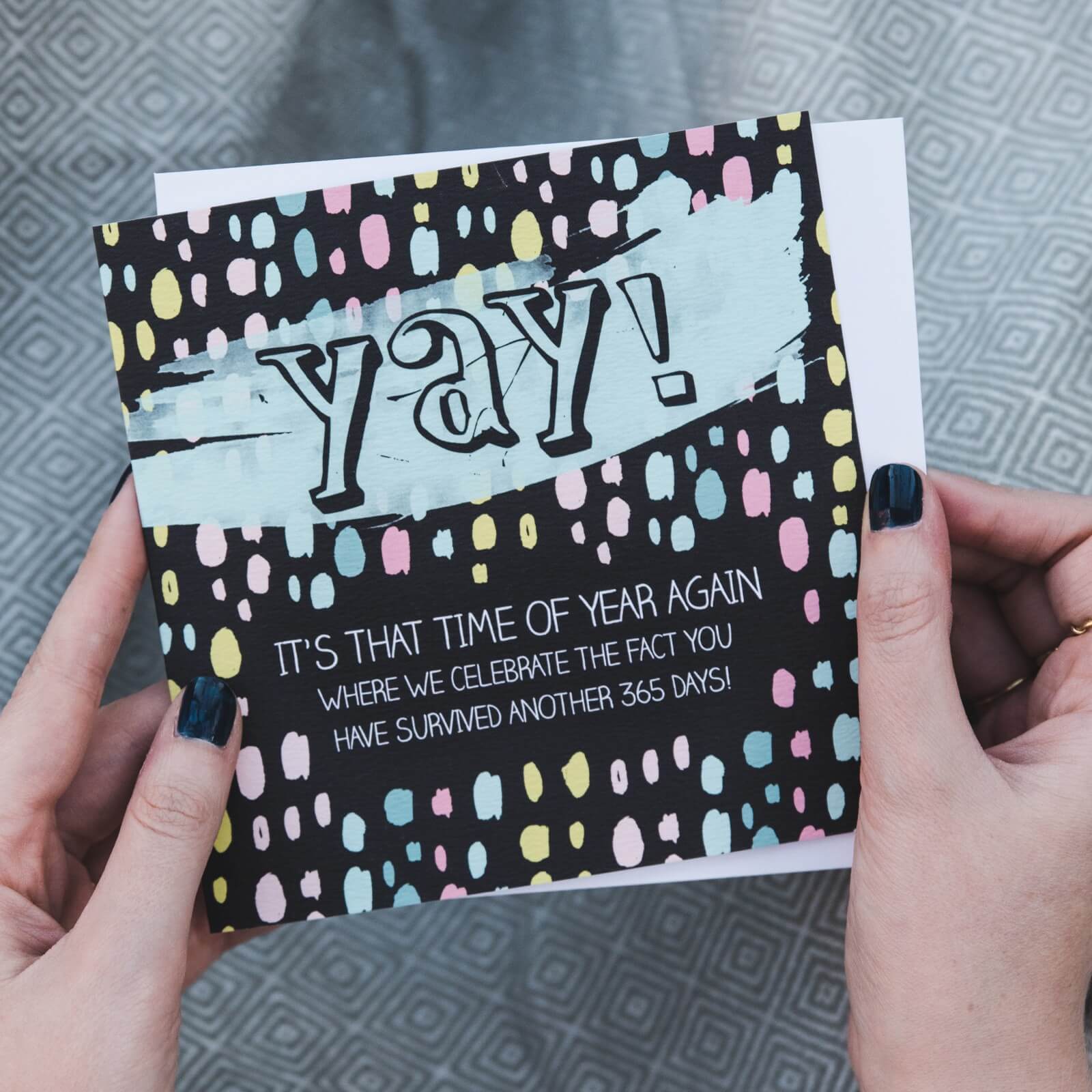 ‘Yay!’ Funny Birthday Card - I am Nat Ltd - Greeting Card