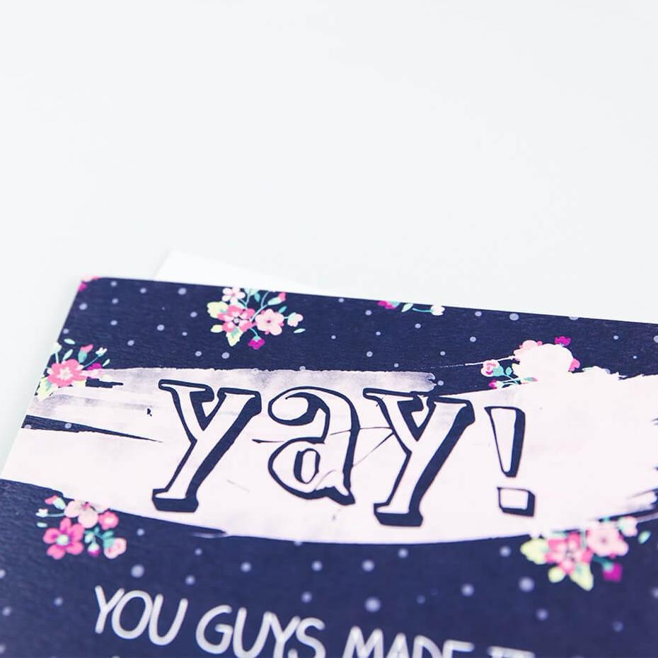 ‘Yay! You Guys Made It Another Year!’ Anniversary Card - I am Nat Ltd - Greeting Card