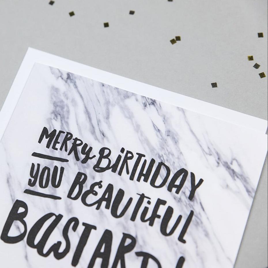 &#39;You Beautiful Bastard&#39; Swear Word Birthday Card - I am Nat Ltd - Greeting Card
