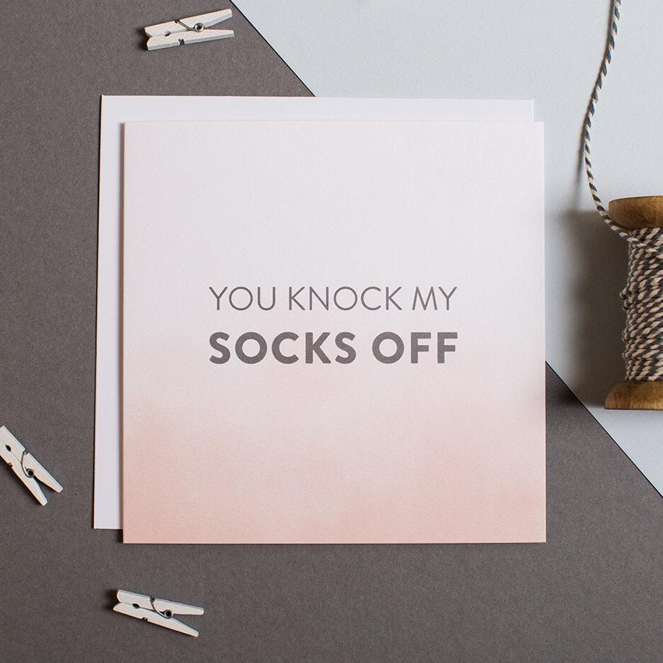 'You Knock My Socks Off’ Funny Anniversary Card - I am Nat Ltd - Greeting Card