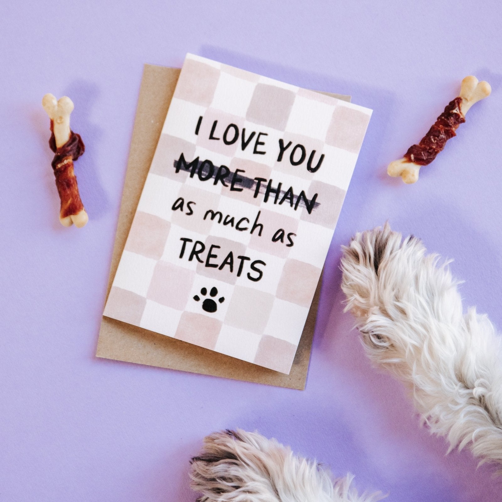 Funny Love Card from the Dog - More Than Treats - I am Nat Ltd - Greeting Card