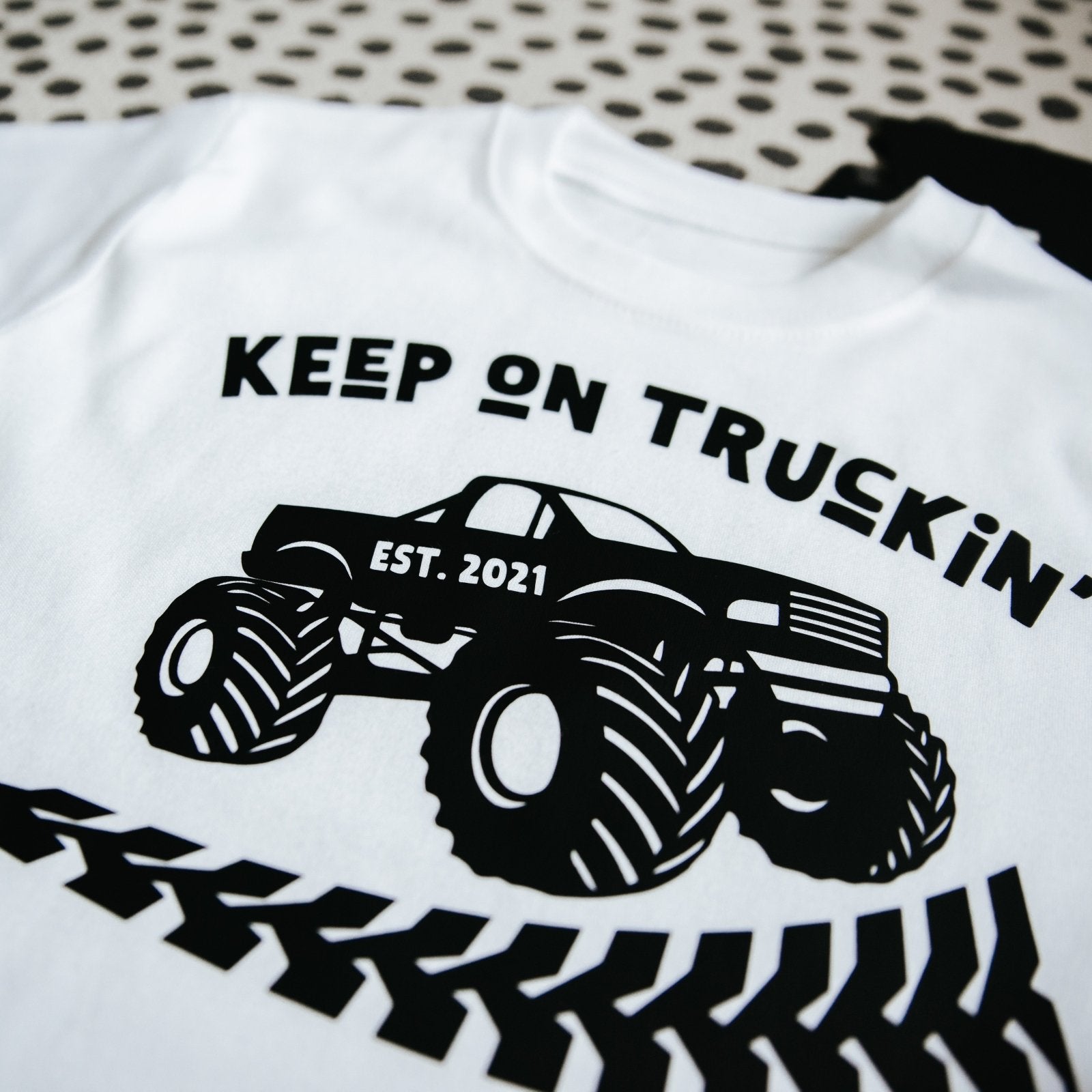 Keep on Truckin’ Personalised Monster Truck Birthday T-Shirt for Kids - I am Nat Ltd - Children's T-Shirt