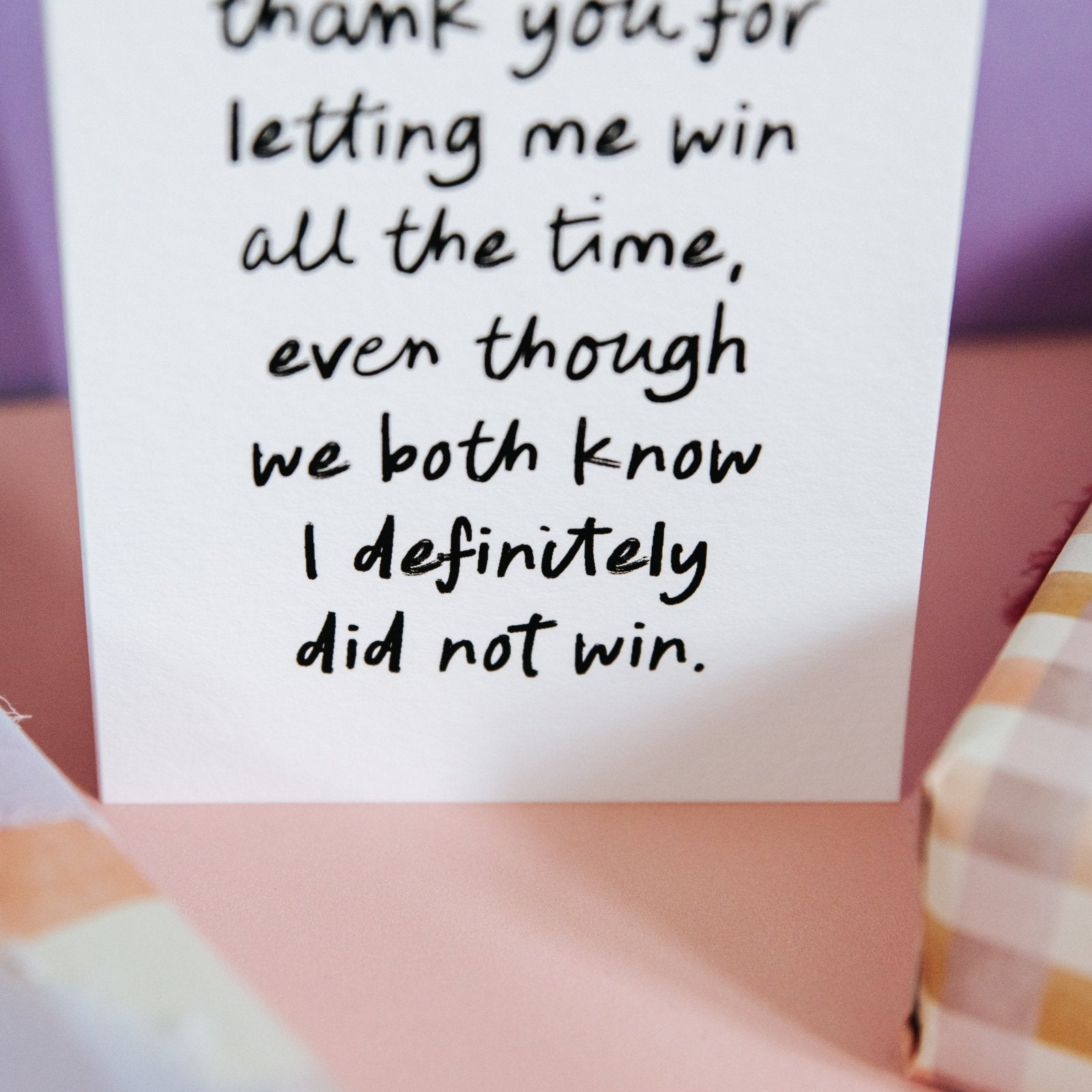“Letting Me Win” Personalised Mummy or Daddy Card - I am Nat Ltd - Greeting Card