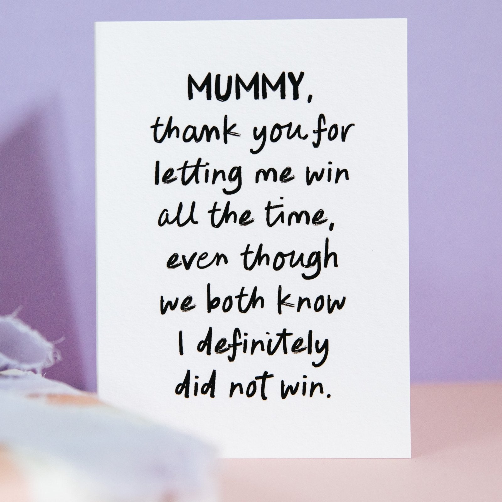 “Letting Me Win” Personalised Mummy or Daddy Card - I am Nat Ltd - Greeting Card