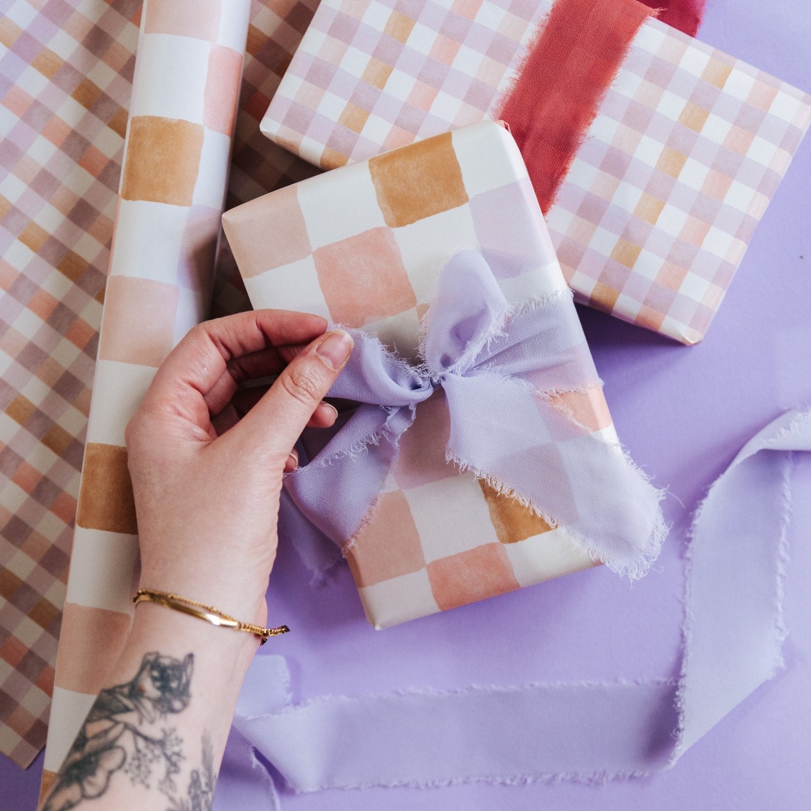 Pastel Chequerboard and Gingham Gift Wrap Set - I am Nat Ltd - Gift Wrap
