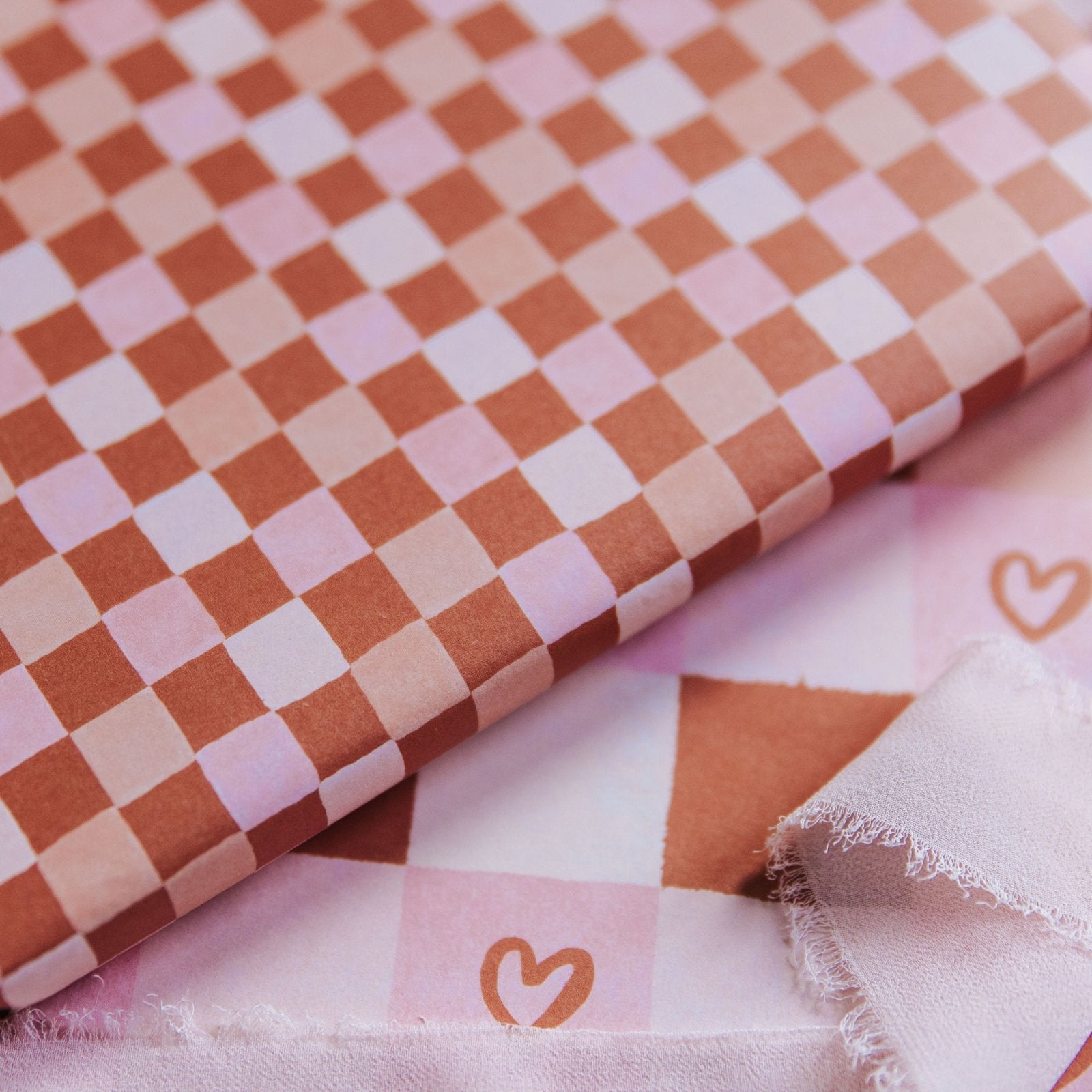 Terracotta & Pink Checkerboard Wrapping Paper - I am Nat Ltd - Gift Wrap