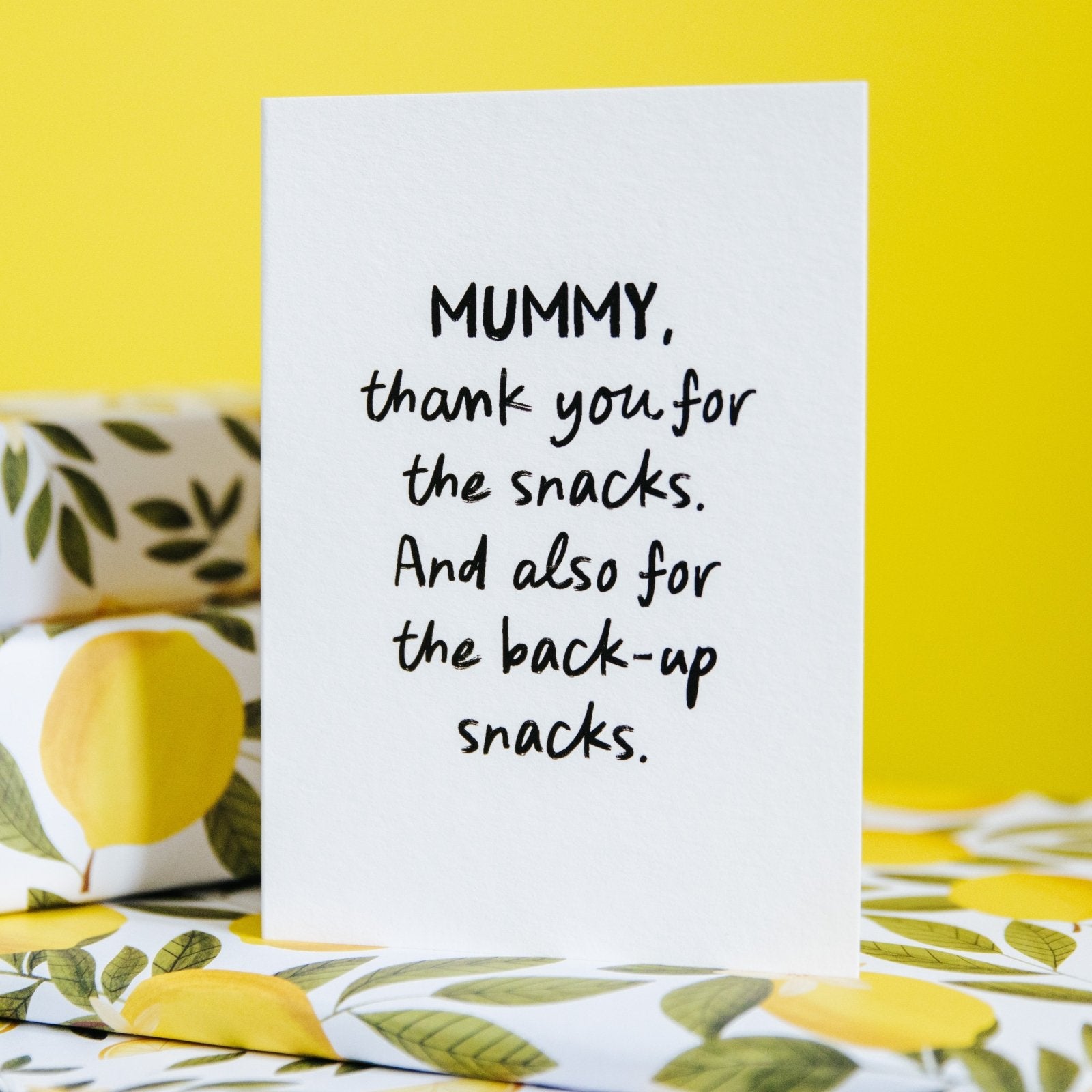 "The Back - Up Snacks" Relatable Personalised Card for Mummy or Daddy - I am Nat Ltd - Greeting Card