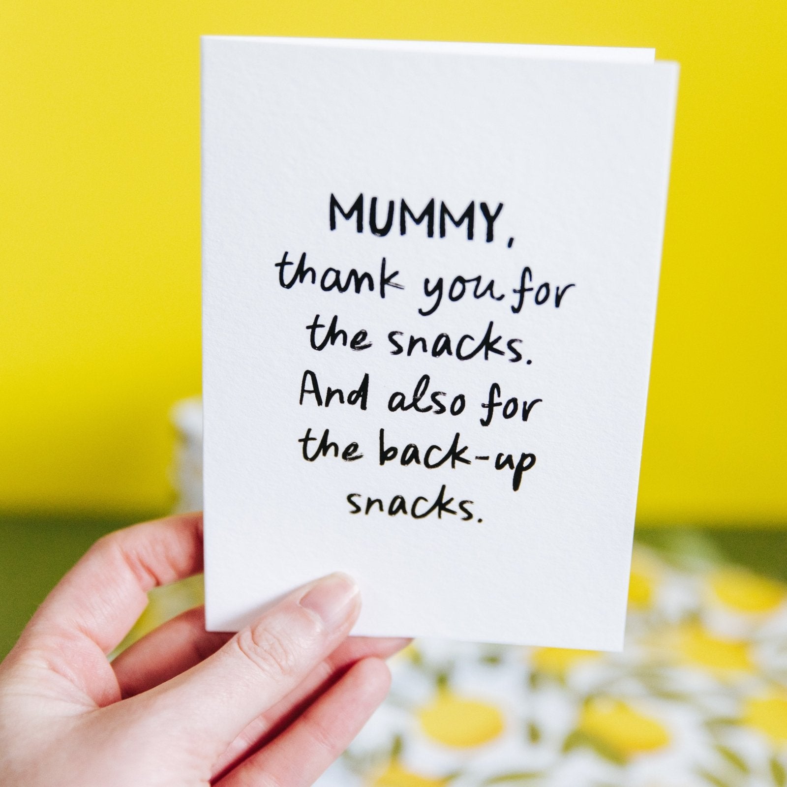 "The Back - Up Snacks" Relatable Personalised Card for Mummy or Daddy - I am Nat Ltd - Greeting Card
