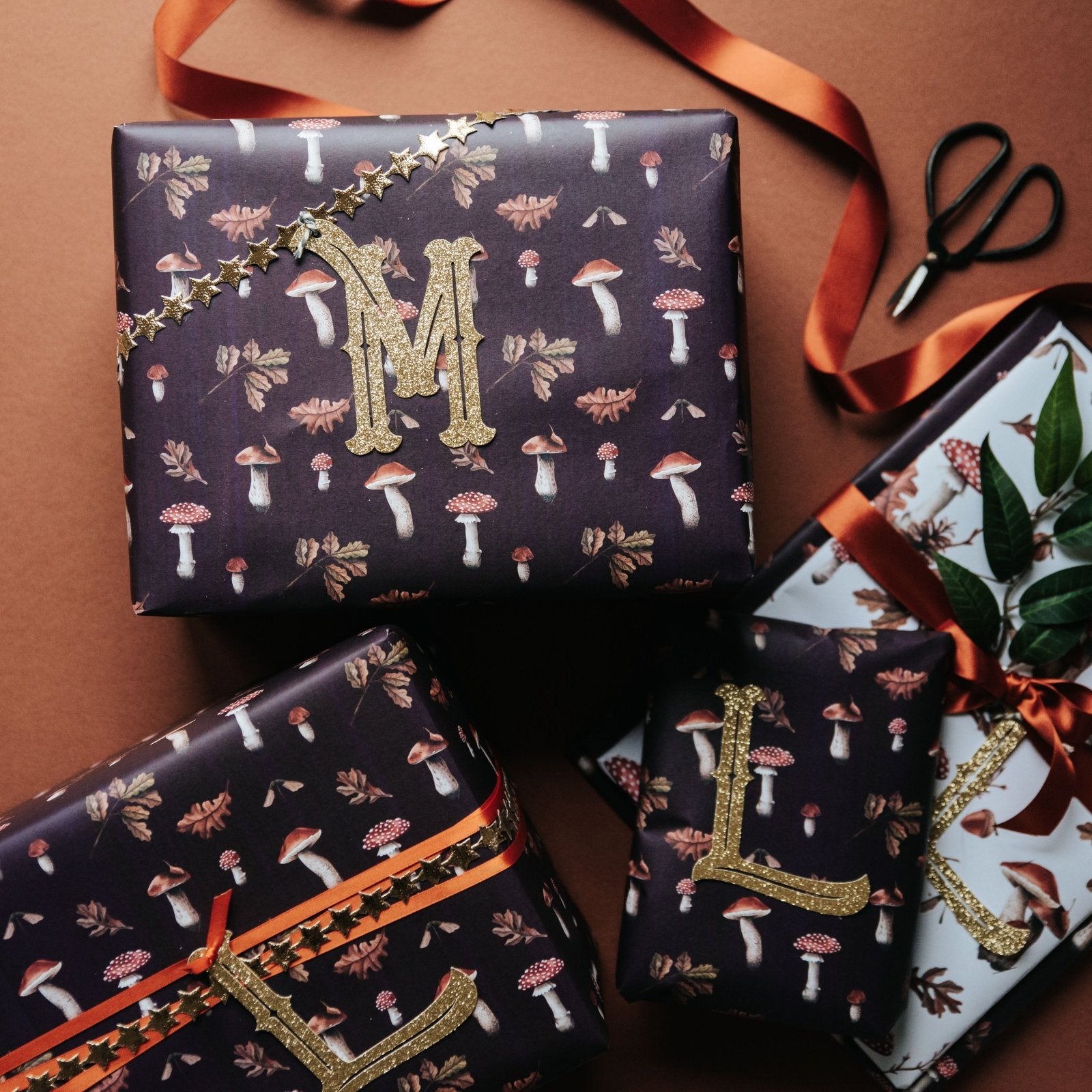 Wild Mushrooms Gift Wrapping Paper - Deep Berry - I am Nat Ltd - Gift Wrap