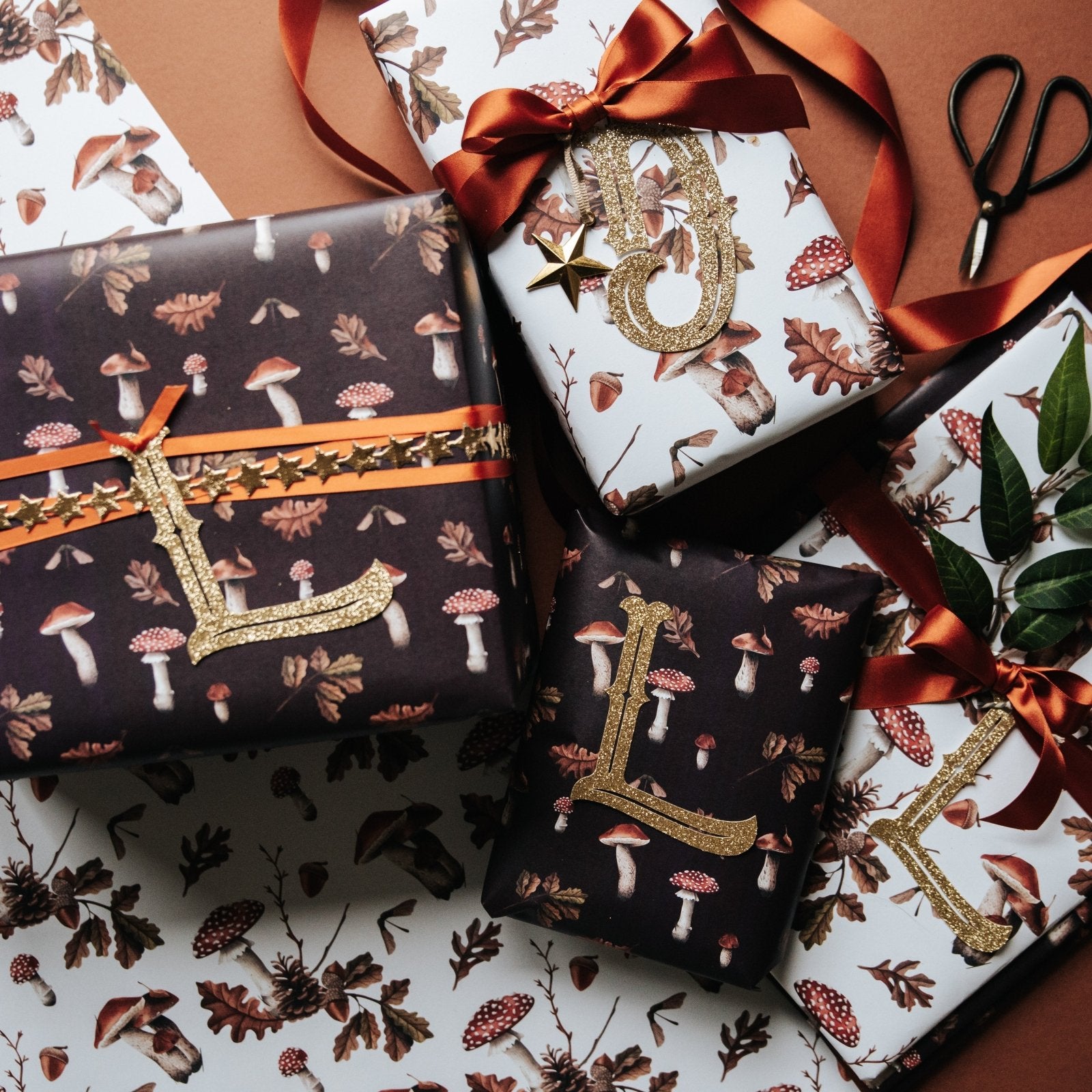 Wild Mushrooms Gift Wrapping Paper - Deep Berry - I am Nat Ltd - Gift Wrap