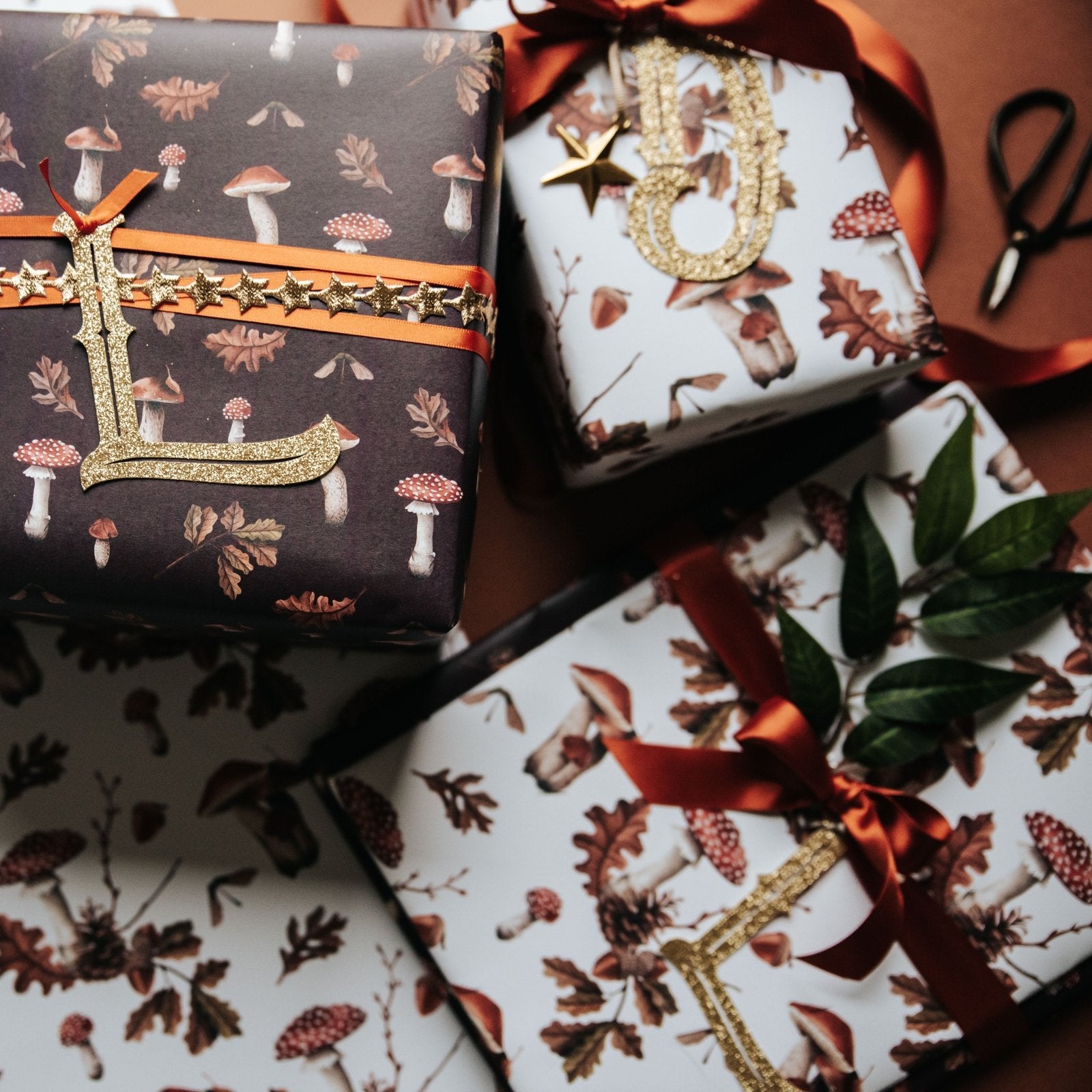 Wild Mushrooms Gift Wrapping Paper - Deep Berry - I am Nat Ltd - Gift Wrap
