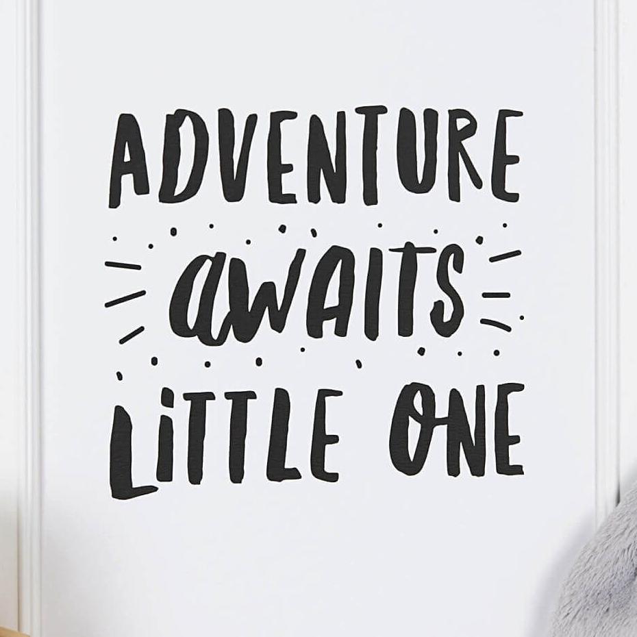 &#39;Adventure Awaits&#39; Monochrome Nursery Decor Print - I am Nat Ltd - Print