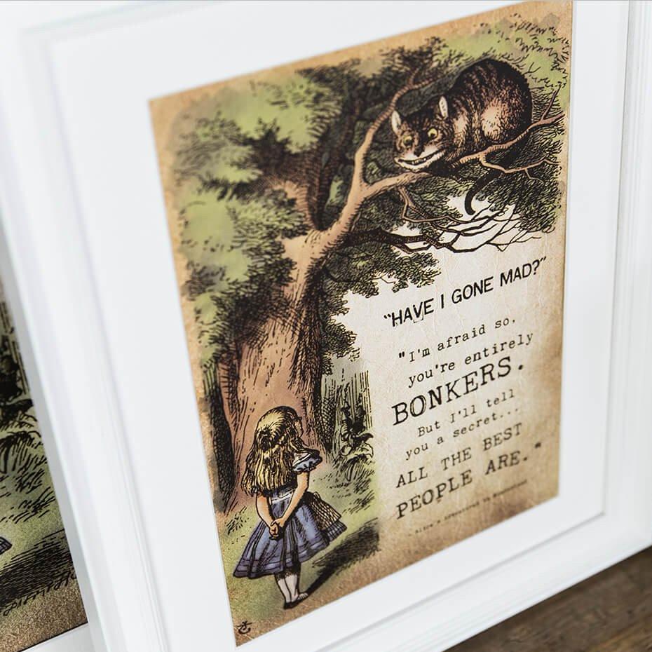 Alice in Wonderland ‘Bonkers’ Art Print - Colour Version - I am Nat Ltd - Print