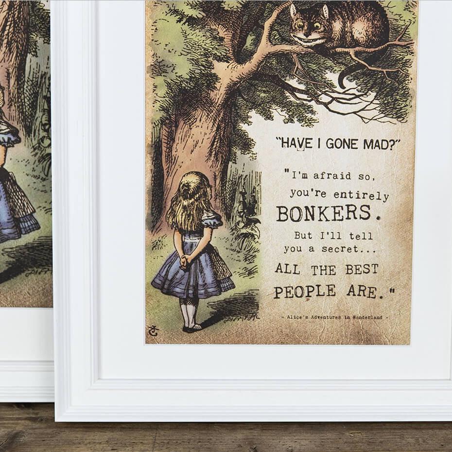 Alice in Wonderland ‘Bonkers’ Art Print - Colour Version - I am Nat Ltd - Print