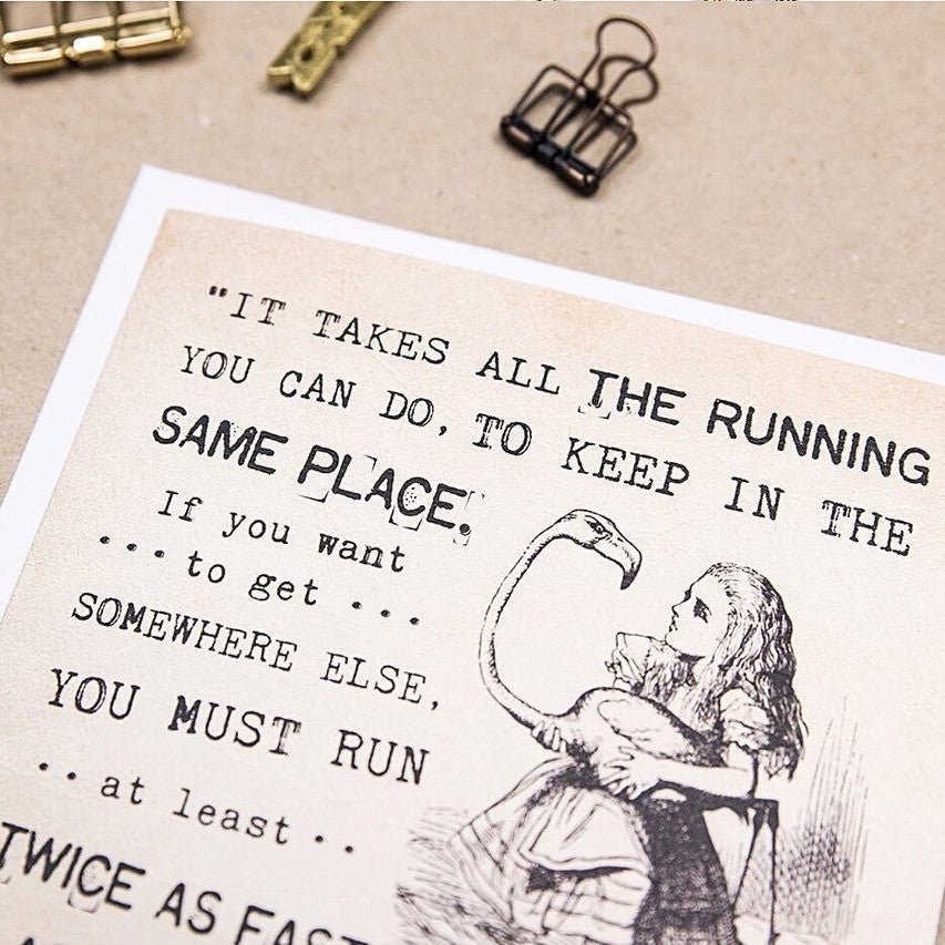 Alice in Wonderland Greetings Card 'Twice As Fast As That' - I am Nat Ltd - Greeting Card