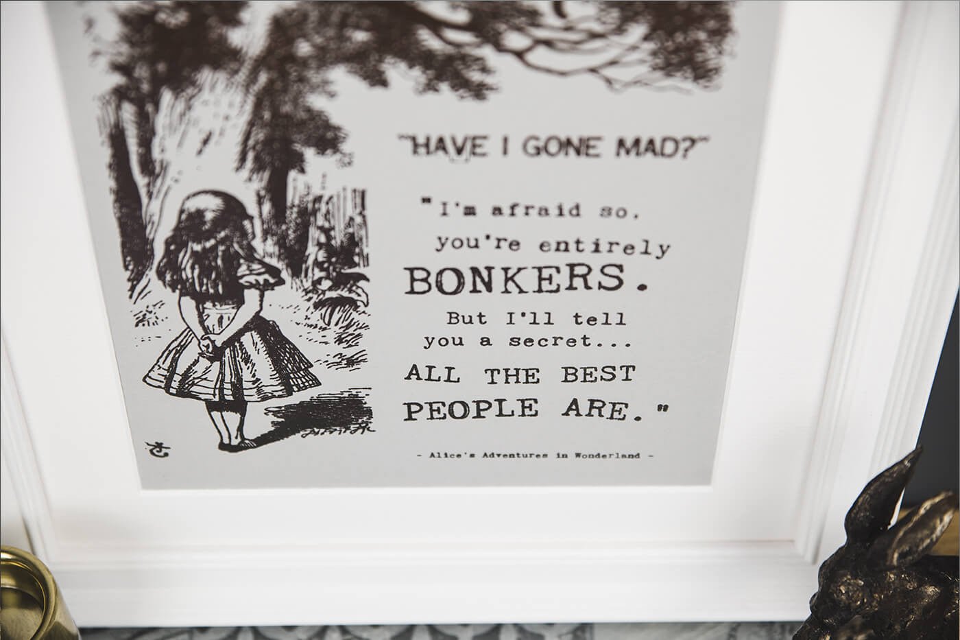 Alice in Wonderland Metallic Foil ‘Bonkers’ Art Print - I am Nat Ltd - Print