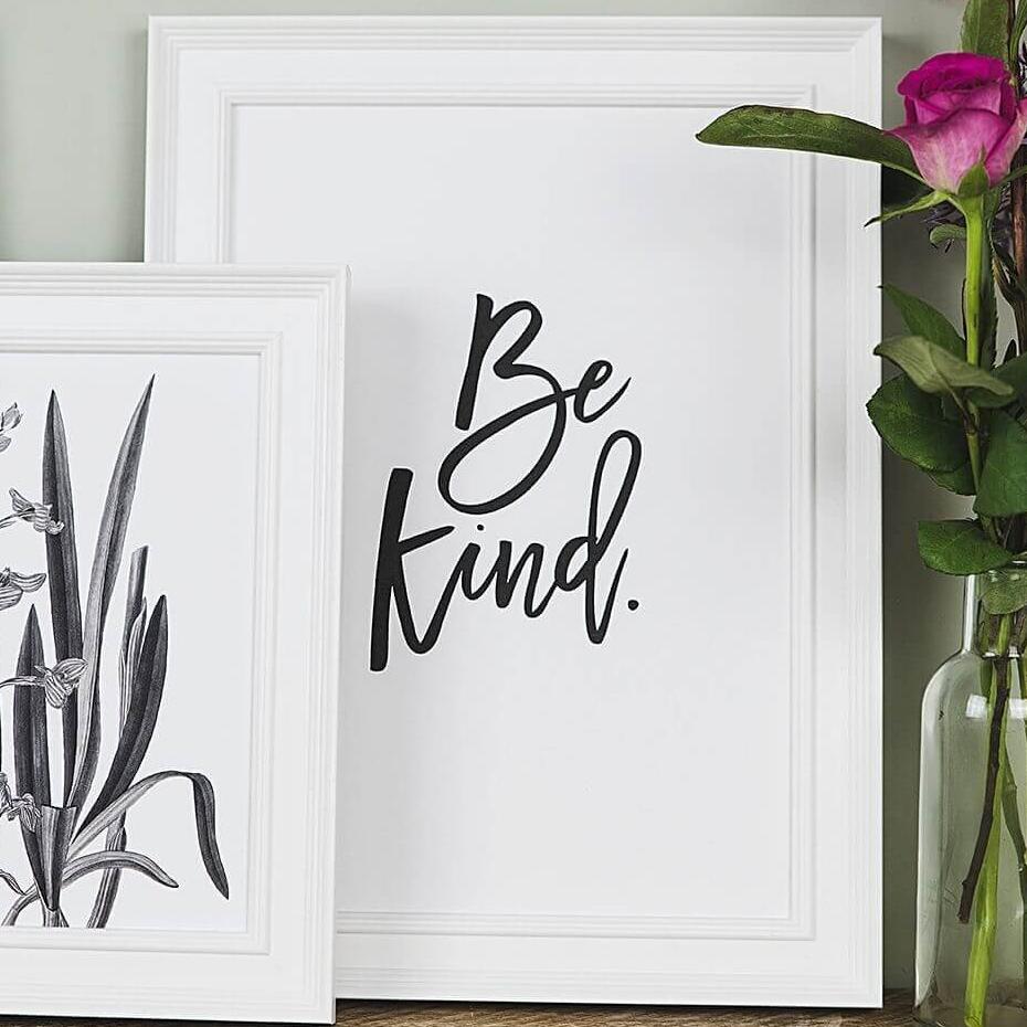 &#39;Be Kind&#39; Motivational Black And White Typography Print - I am Nat Ltd - Print